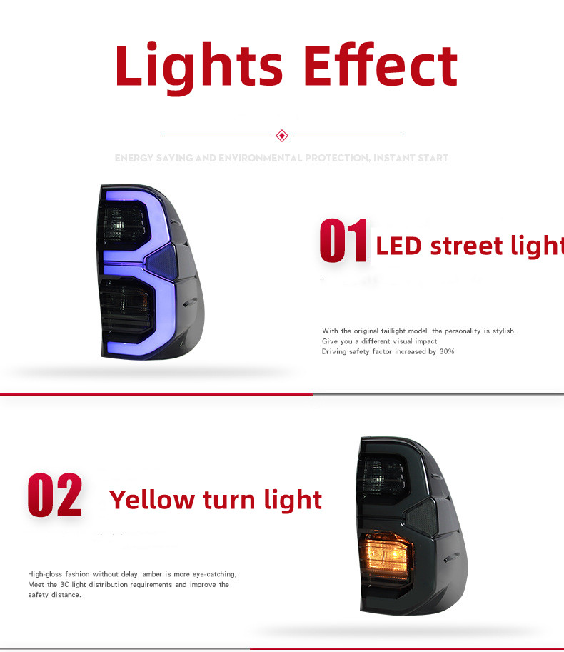 LED Tail Lamp For Toyota HILUX REVO 20 15-2024 RGB Running Light Turn Signal Brake Light Stop Light