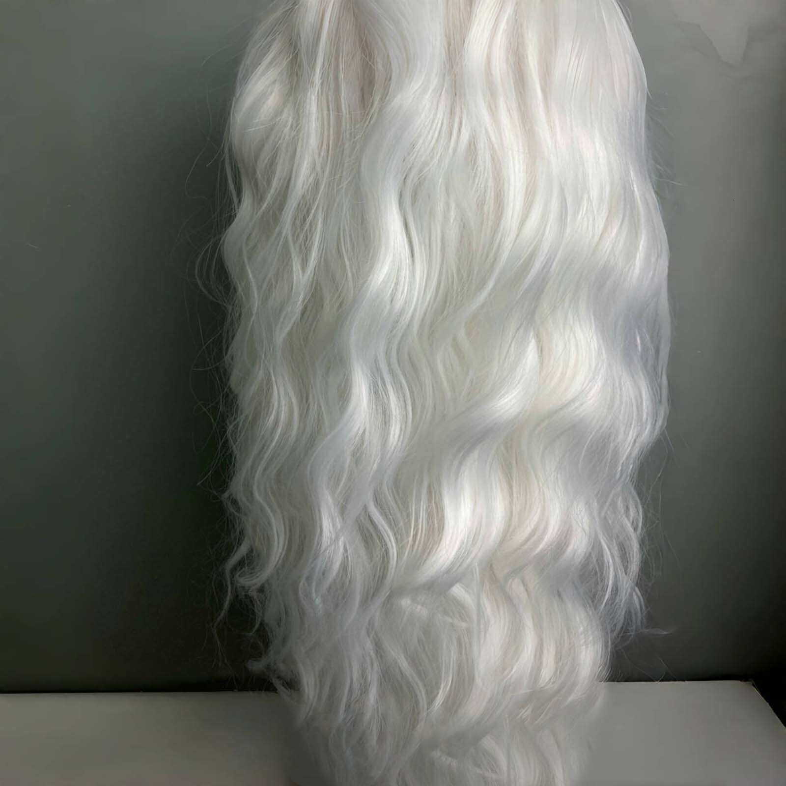 13X4 Curly Synthetic Front Wig Natural Long White Blonde Colored Hair Lace Frontal Wigs for Women Party Cosplay