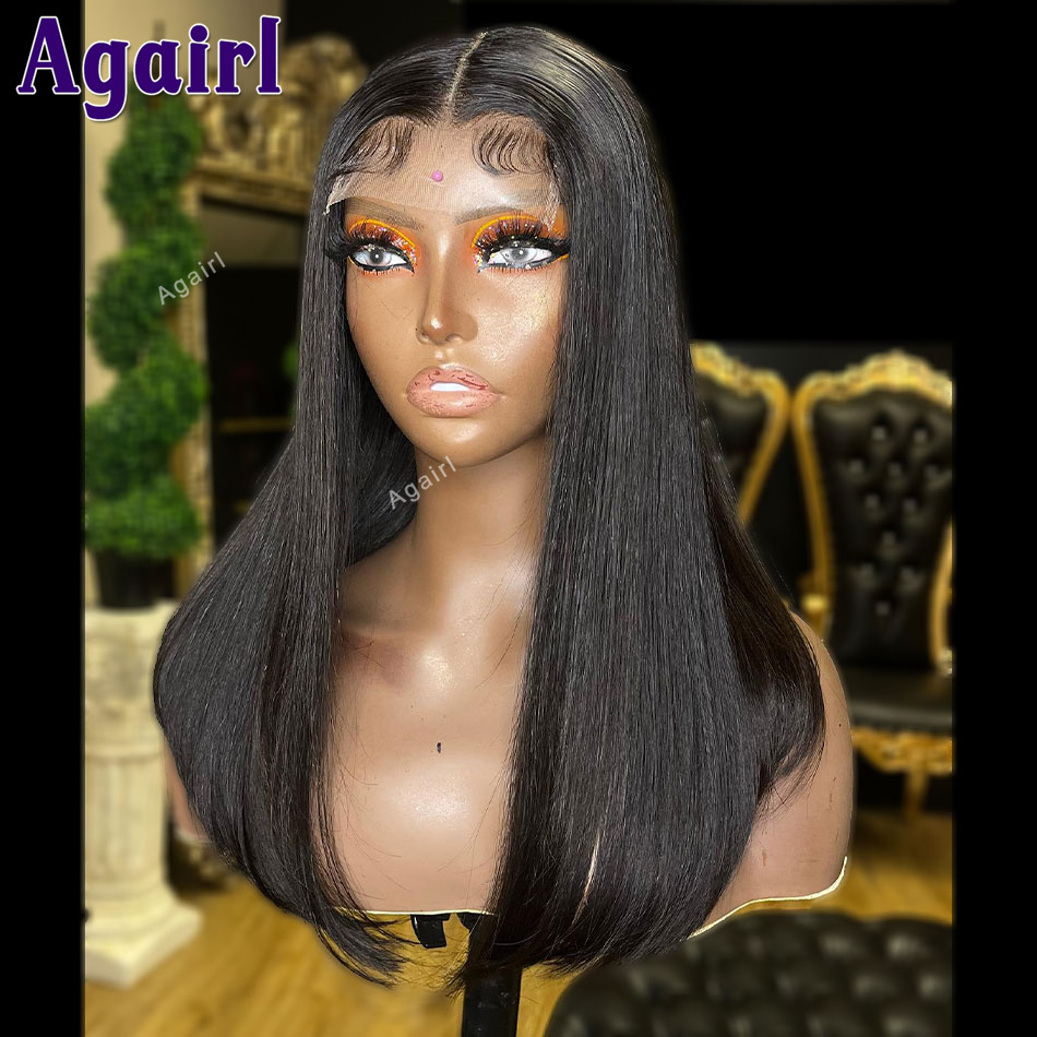 13X4 Highlight Red Short Frontal Human Hair Wigs For Black Women Transparent Lace Front Straight Bob Wig 180 Density
