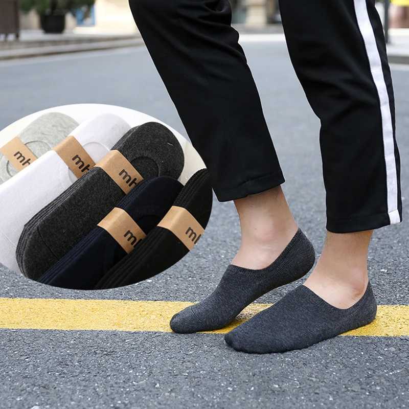 5 pairs of breathable and comfortable pure cotton invisible anti slip ankle short boat socks for men and women in summer W241028