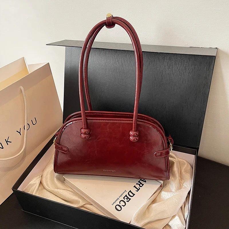 Evening Bags Sense Of Glossy PU Shell Shoulder Solid Zipper Grace High Quality Commute Handbags For Women 2024 Fashion