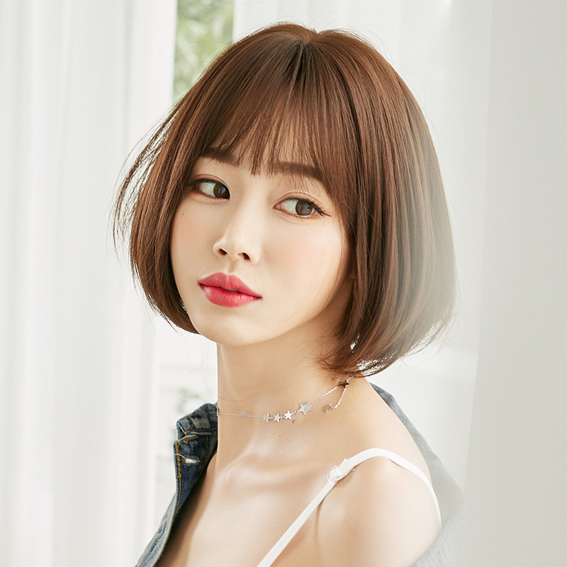 Wig for women short hair Korean style air bangs bobo head fluffy face-shaping wig