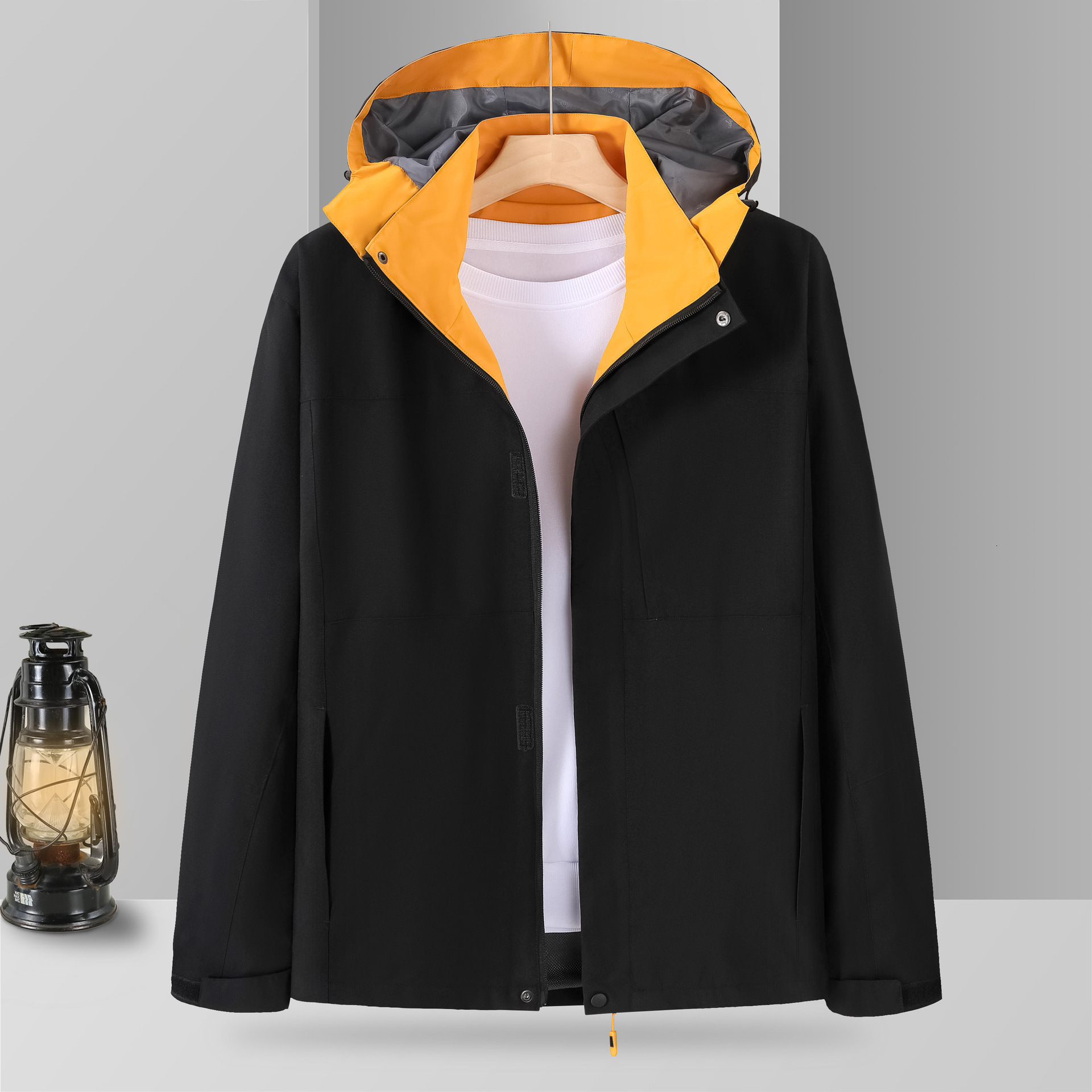 New designer autumn and winter thin windproof waterproof hooded sports outdoor work clothes jacket print