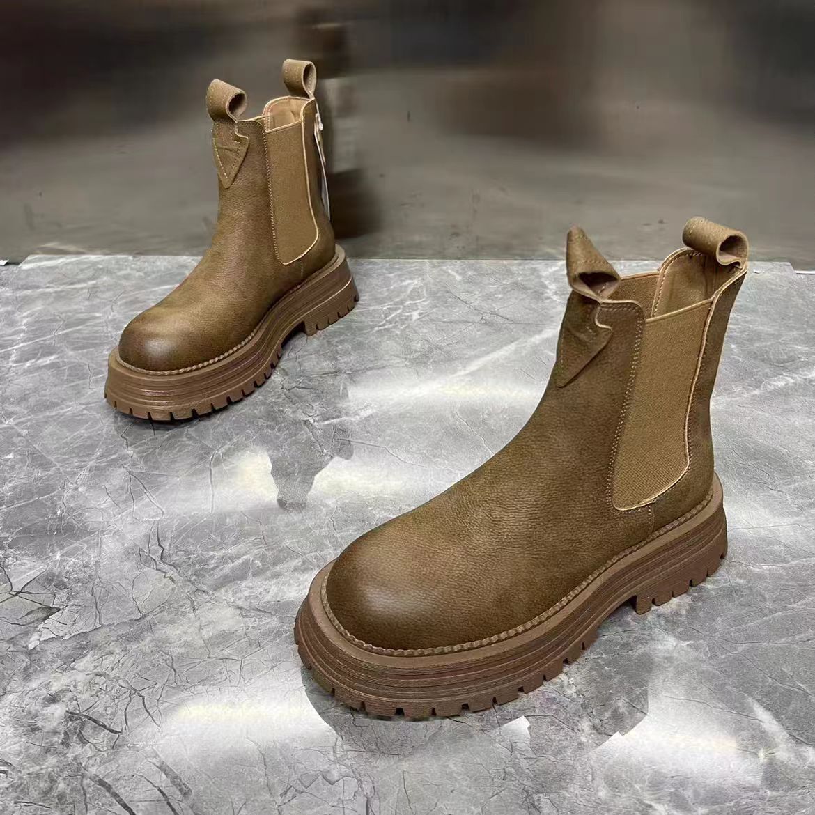 Women Fashion Boots:British Style Simple Design Thick Sole Martin Boots Winter Versatile,Black/Brown/Khaki,Free shipping