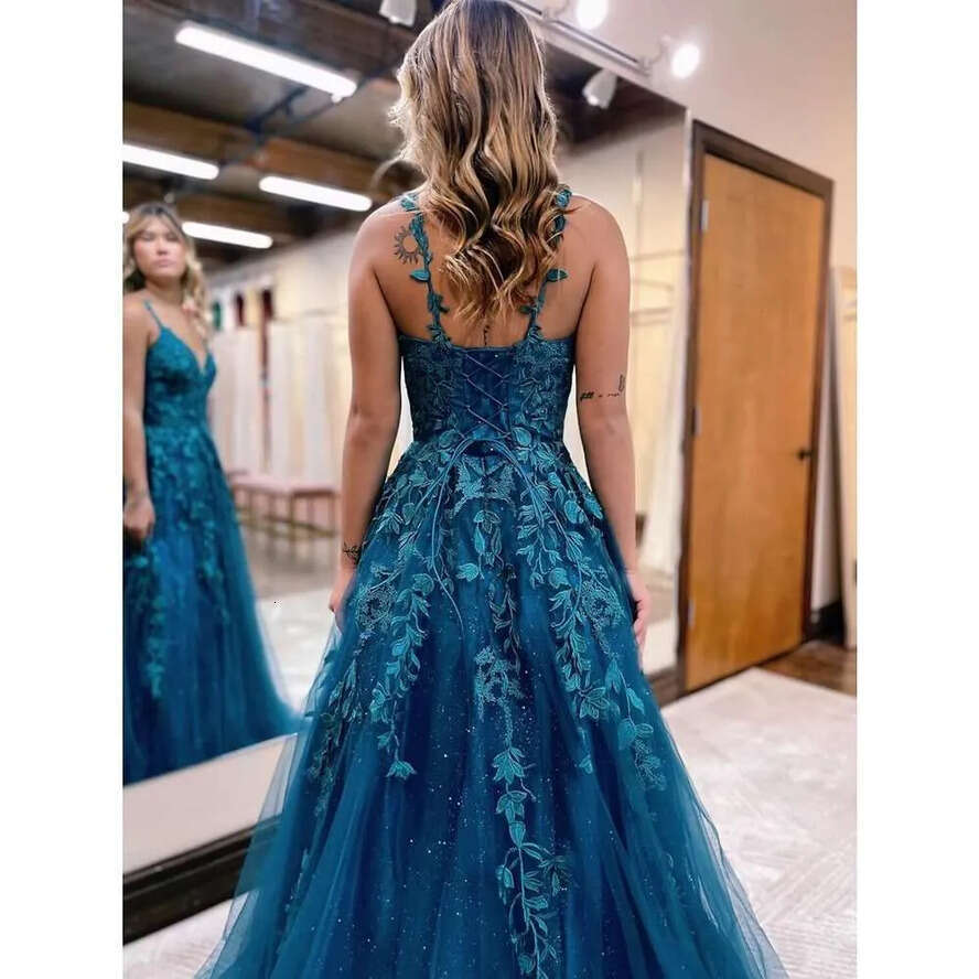 Tulle 2024 Applliques A E Ball Gown Spaghetti Strasp Formal Dresses For Women Prom AMZ Bc12342