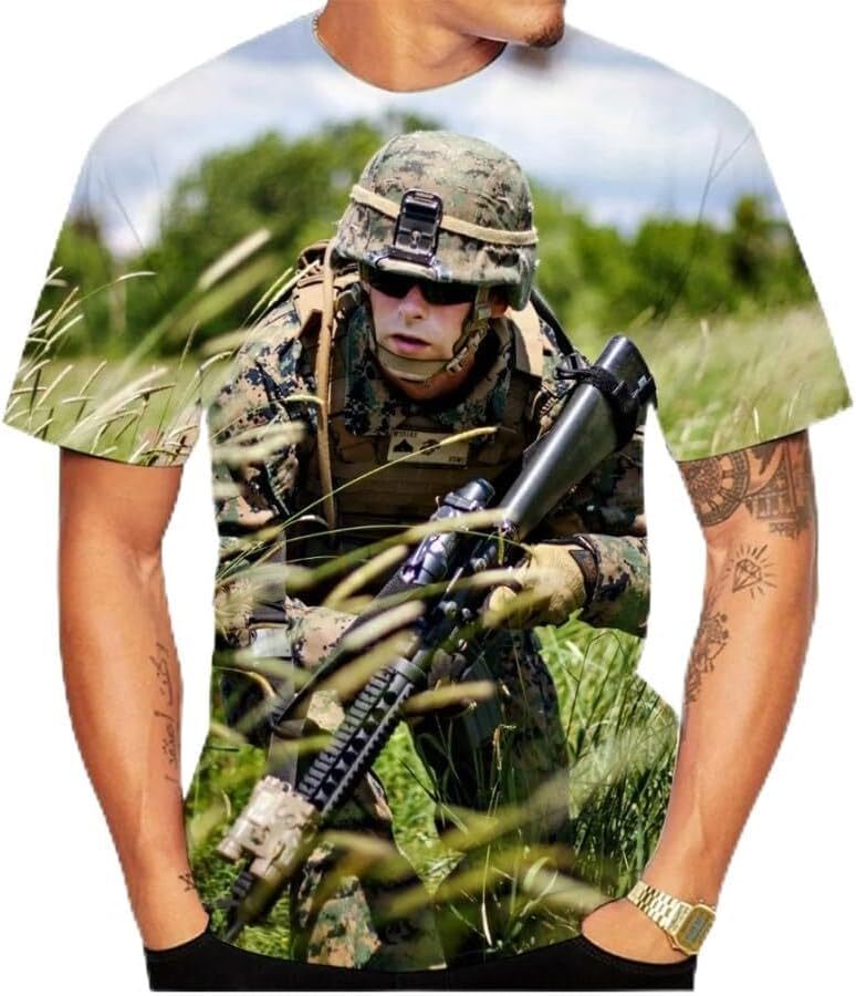 Mens T shirt American Soldier Sniper Men's Women's Fashion Slim T-Shirt 3D Printing T-Shirt Short-Sleeved T-Shirt tee Casual tops summer clo