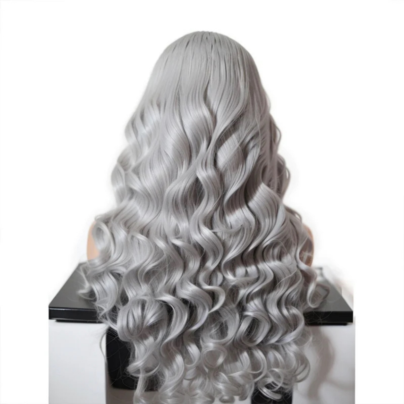 Loose Synthetic Sier Front Wig Glueless Long Grey Curly Hair Lace Frontal Wigs for Women
