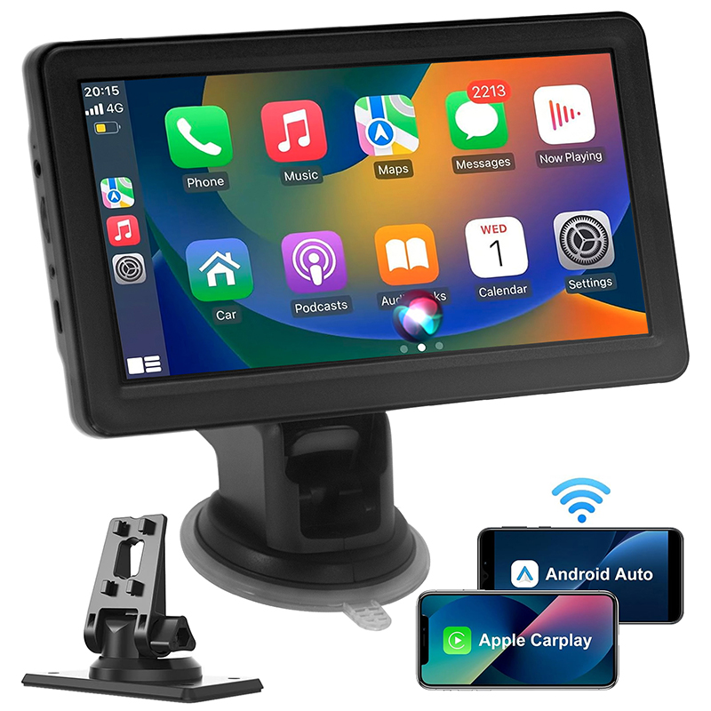 HD 7 inch Portable Car Stereo Wireless CarPlay Screen Touch Screen With Wireless Android Auto Mirror Link/Bluetooth/GPS/Voice Control/FM/AUX for All Vehicles