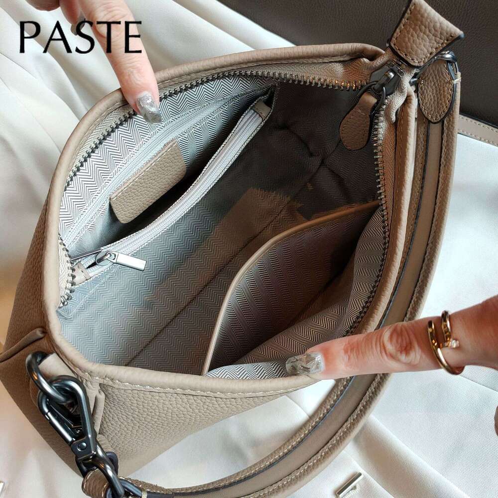 2024 Daily-Use Niche Style Thick Cow Leather Women Shoulder Simple Green Fashion Armpit Bag High Qulaity Handbag
