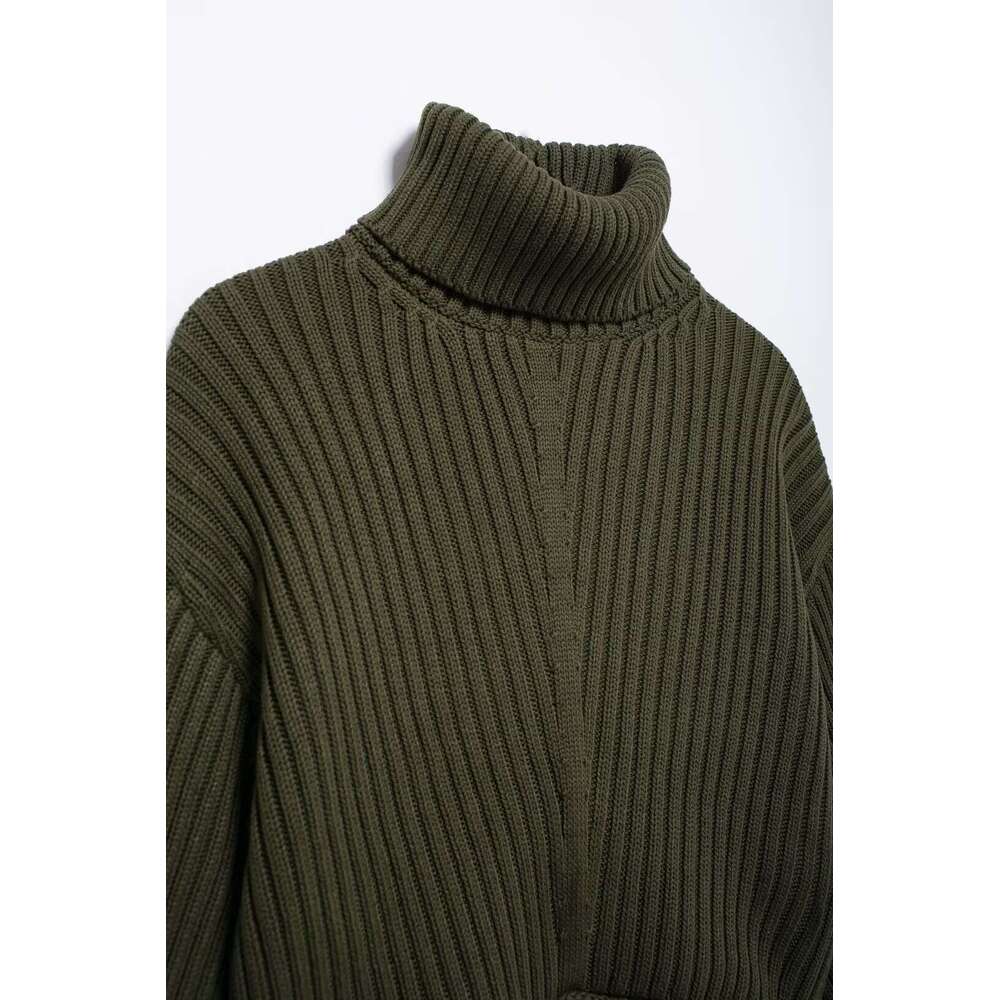 TRAFZA Women Fashion Knitted Turtleneck Loose Solid High-Collar Sweater New 2024 Autumn Winter Casual Stylish Pullover