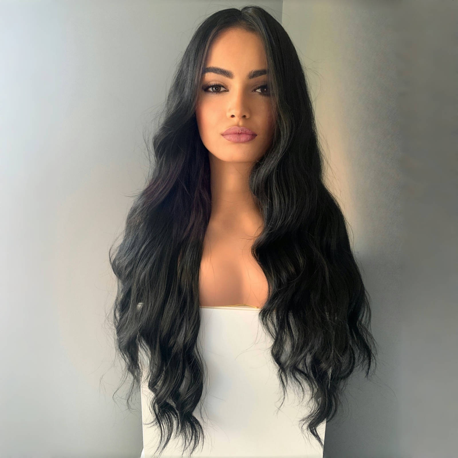 13X4 Loose Deep Wave Synthetic Front Wig Long Black Colored Natural Wavy Lace Frontal Curly Wigs for Women Party