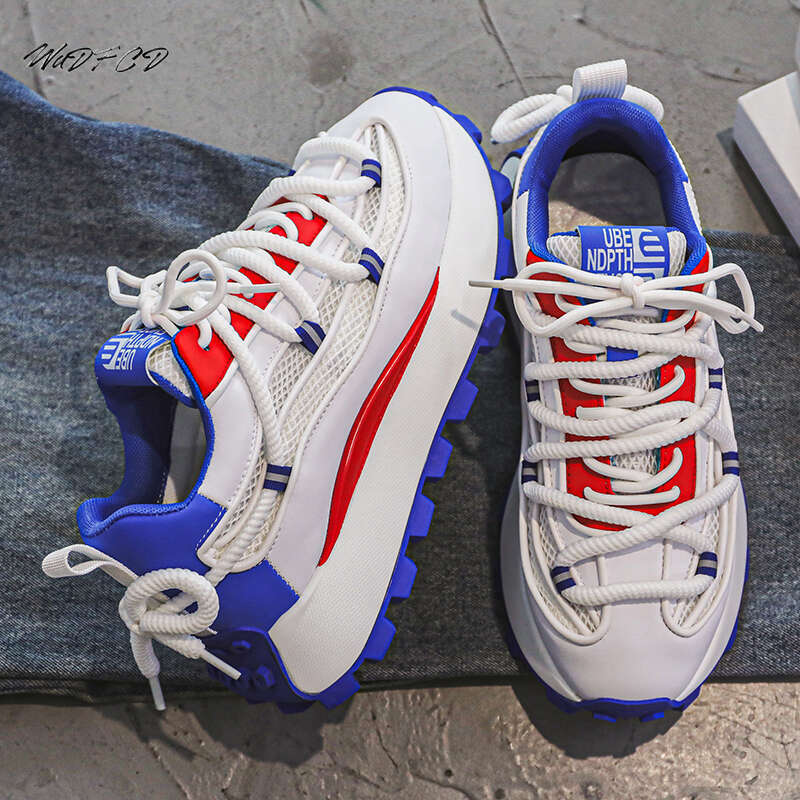 Chunky Sneaker Men Designer Running Fashion Casual Microfiber Leather Mesh Breathable Height Increased Flat Platform Shoes