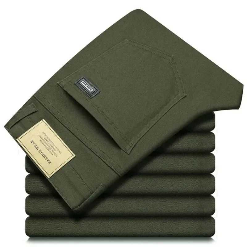 Classic style 3-color autumn mens ultra-thin brown jeans high-quality business casual high stretch denim pants mens brand Trouser W241028