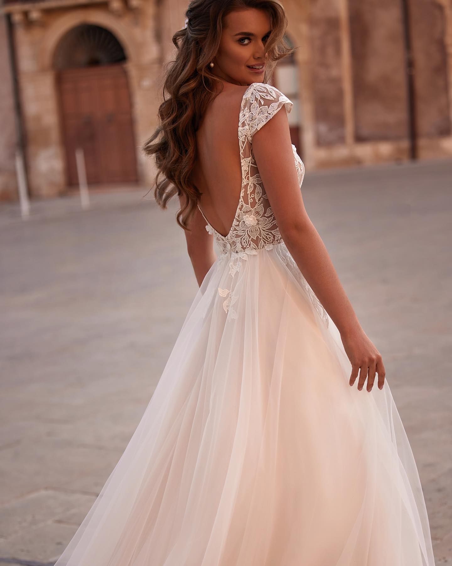 Sweet lace dresses bridal gowns 2024 cap shoulder wedding dress A e tulle backless robe de mariee
