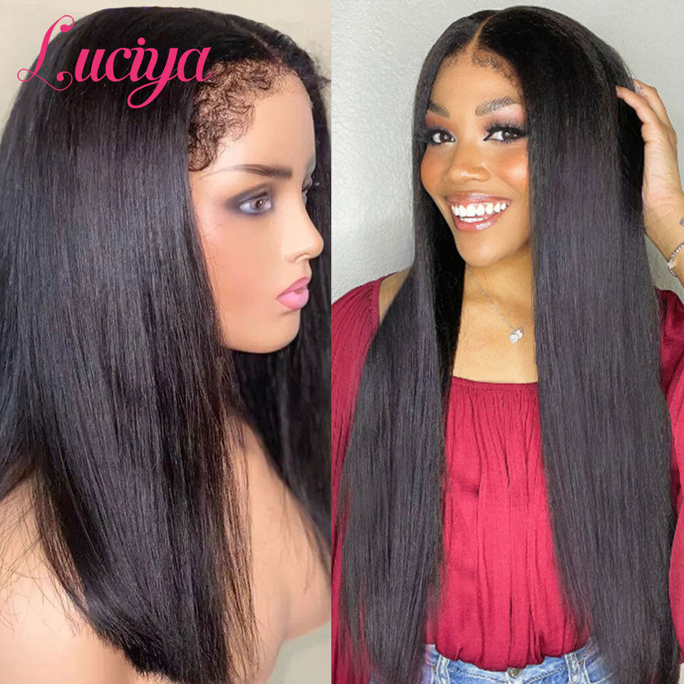 4C kinky Edges Bone Straight 13x4 Full Front Curly Baby 13x6 HD Lace Frontal Human Hair Wigs Glueless Closure Wig