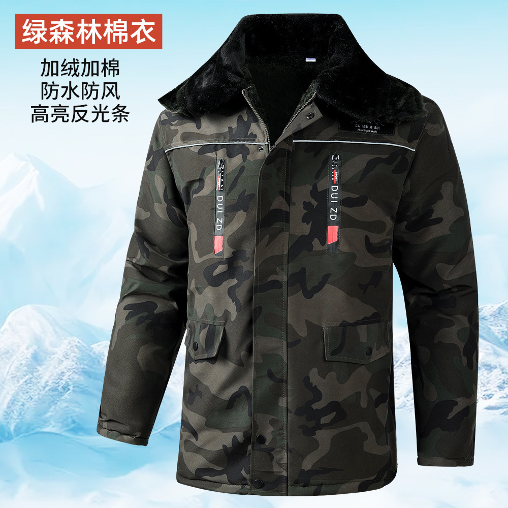 2024 New Designer Winter Velvet Thick Cotton Jacket Large Warm Camouflage Jacket Men's Work Clothes