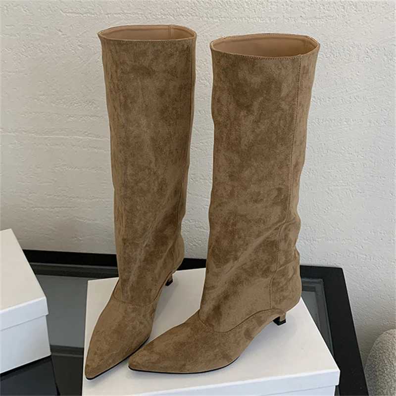 Eilyken 2025 Winter Street Style Pointed Toe Knee-High Boots Women Low Heels Shoes Female Long Booties Zapatos De Mujer Z241028