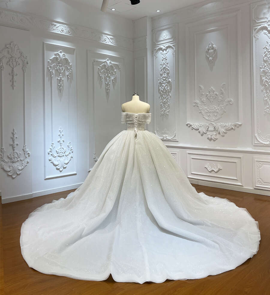 Good Price Off The Shoulder Sparkg Ball Gown Bridal Wedding Dress