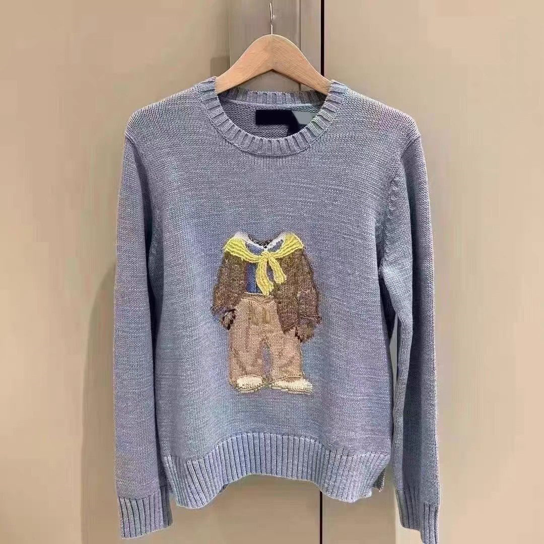 Men's casual high-end burst pullover round neck knit hoodie autumn and winter design sense of the new fashion brand loose matching outside wear