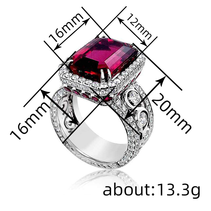 Luxury Wedding Designer Rings Vintage Jewelry 925 Sterling Silver Fill Princess Cut Ruby Palace Banquet CZ Diamond Party Women Engagement Band Ring Gi