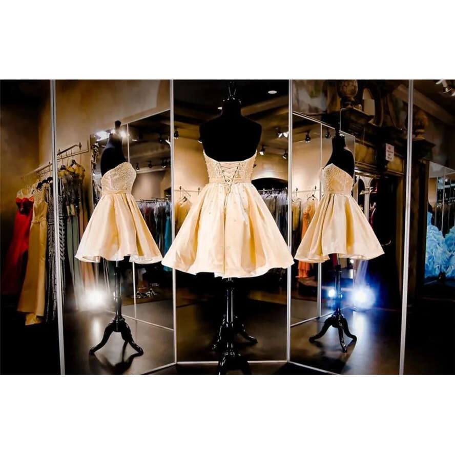 Short Homecoming Dresses Beaded Pearls Sweetheart Corset Back Prom Party Gowns Sixteen Graduation Pageant Dress 80 0510