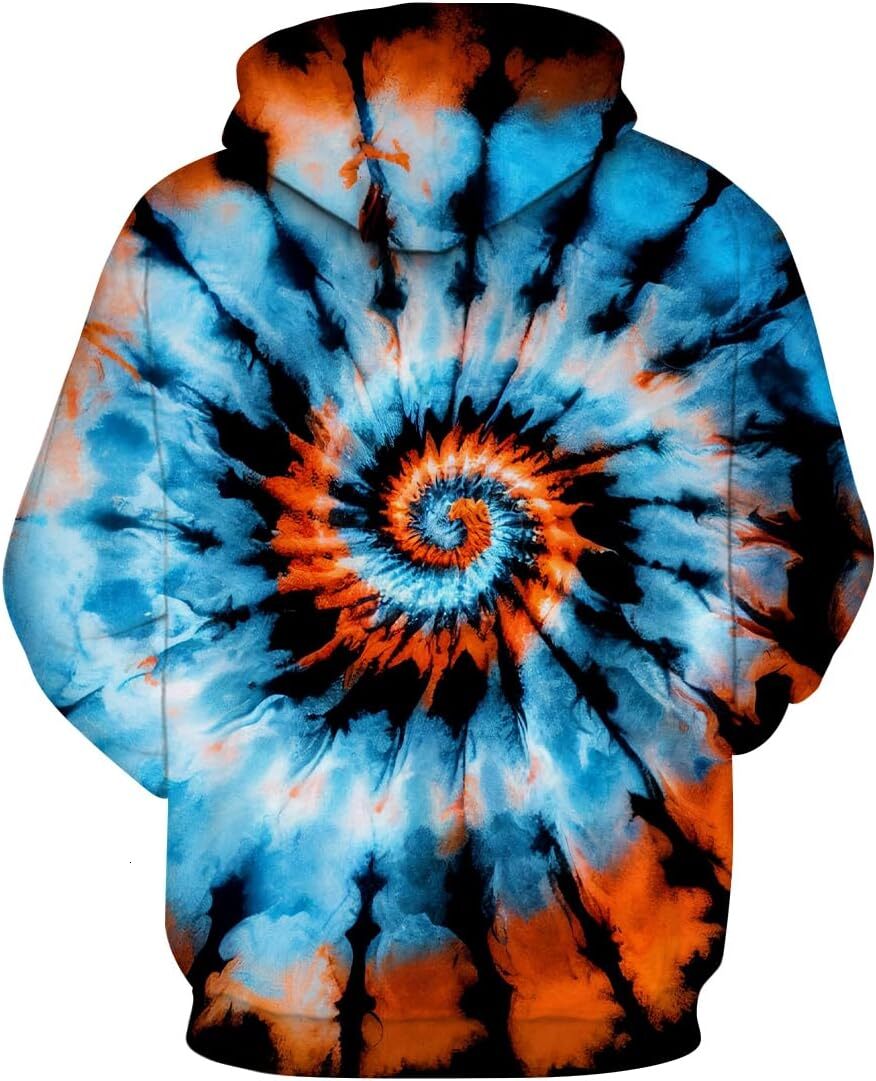 Hoodie for Mens Womens Funny Tie Dye Hoodie Colorful Spiral Theme Sweatshirt Graphic Hoodies sweatshirt Pullover Long Sleeve