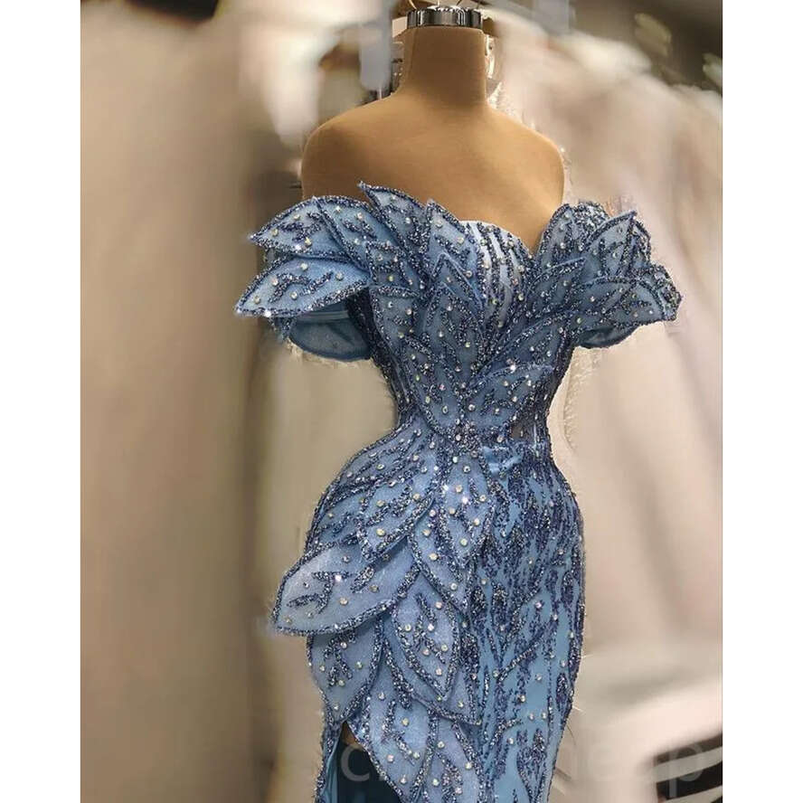 Lace Sequined Mermaid Prom Dress Beaded Evening Gown Sexy Formal Party Dress For