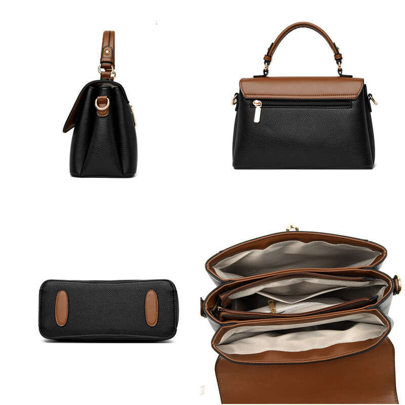 Capacity Large Multilayer Shoulder Messenger Bag High Quality Leather Handbag Women Designer Crossbody Sac Female Tote