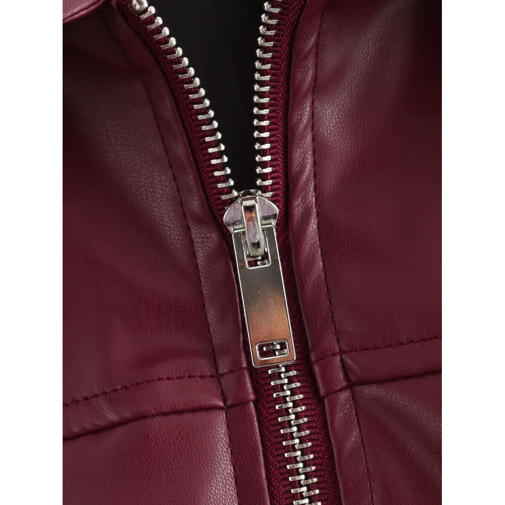 TRAFZA Pu Zipper Up Jacket For Women Fashion Long Sleeve Thick Wram Coats New 2024 Fall Winter Streetwear Overcoat