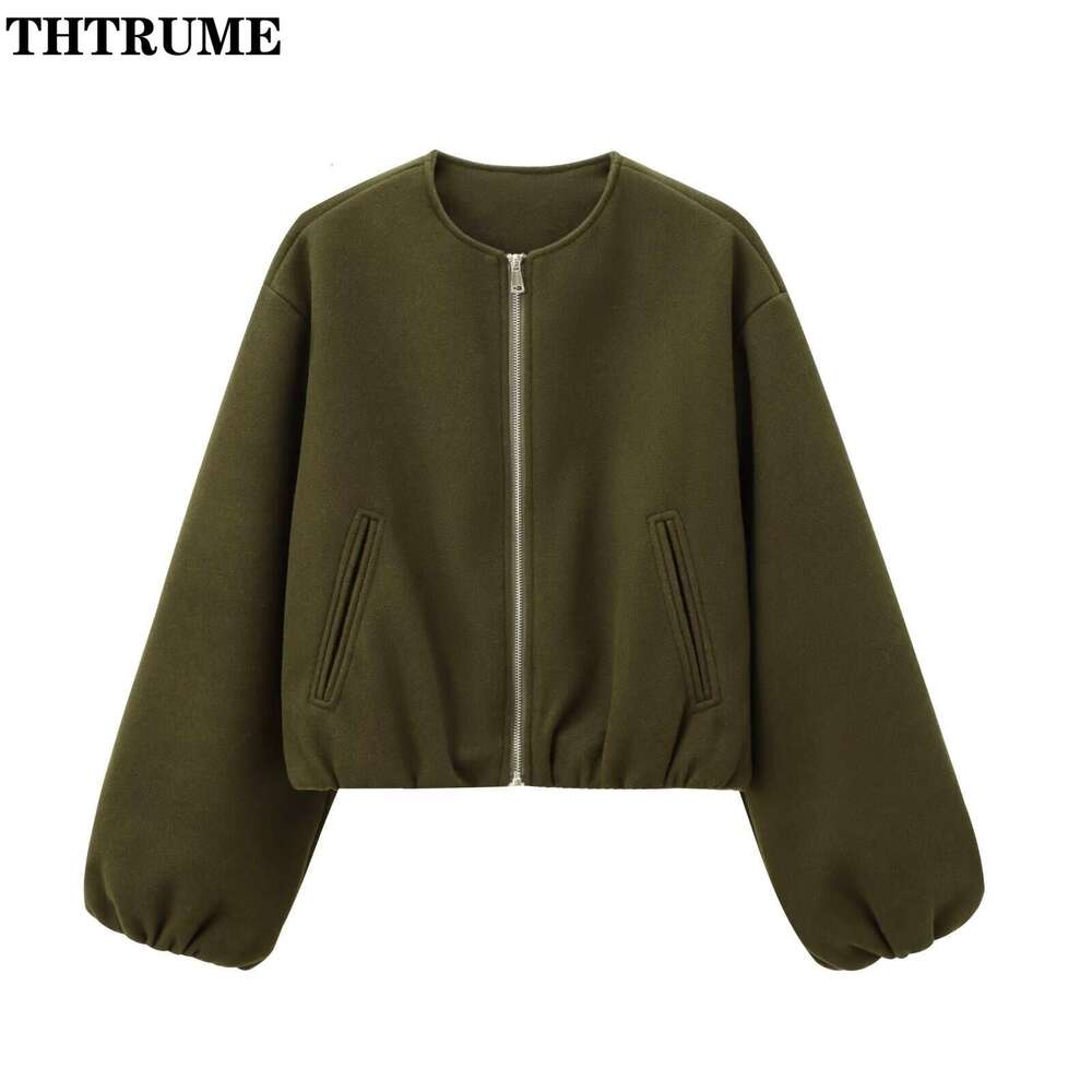 Elegant Solid O-Neck Jackets Fashion Women Long Sleeve Autumn Knit Zipper Coats Casual Thick Vintage 2024 New Retro Female Coat