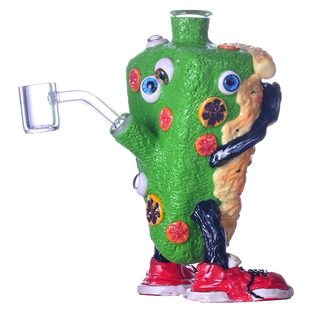 6.7in,Polymer Clay Cartoon Pizza Monster Glass Smoking Item,Evil Eyes With Glow In The Dark,Glass Bong,Glass Water Pipe With 10mm Glass Blow,Smoking A