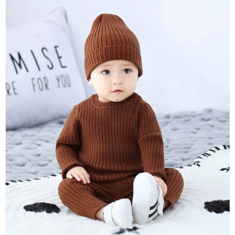 3pcs Sweater Sets Baby Boy Clothes Sets Kids Boys Girls Autumn Winter Knit Clothing Suit born Toddler Outfits Tops Pants 1-4Y 241028