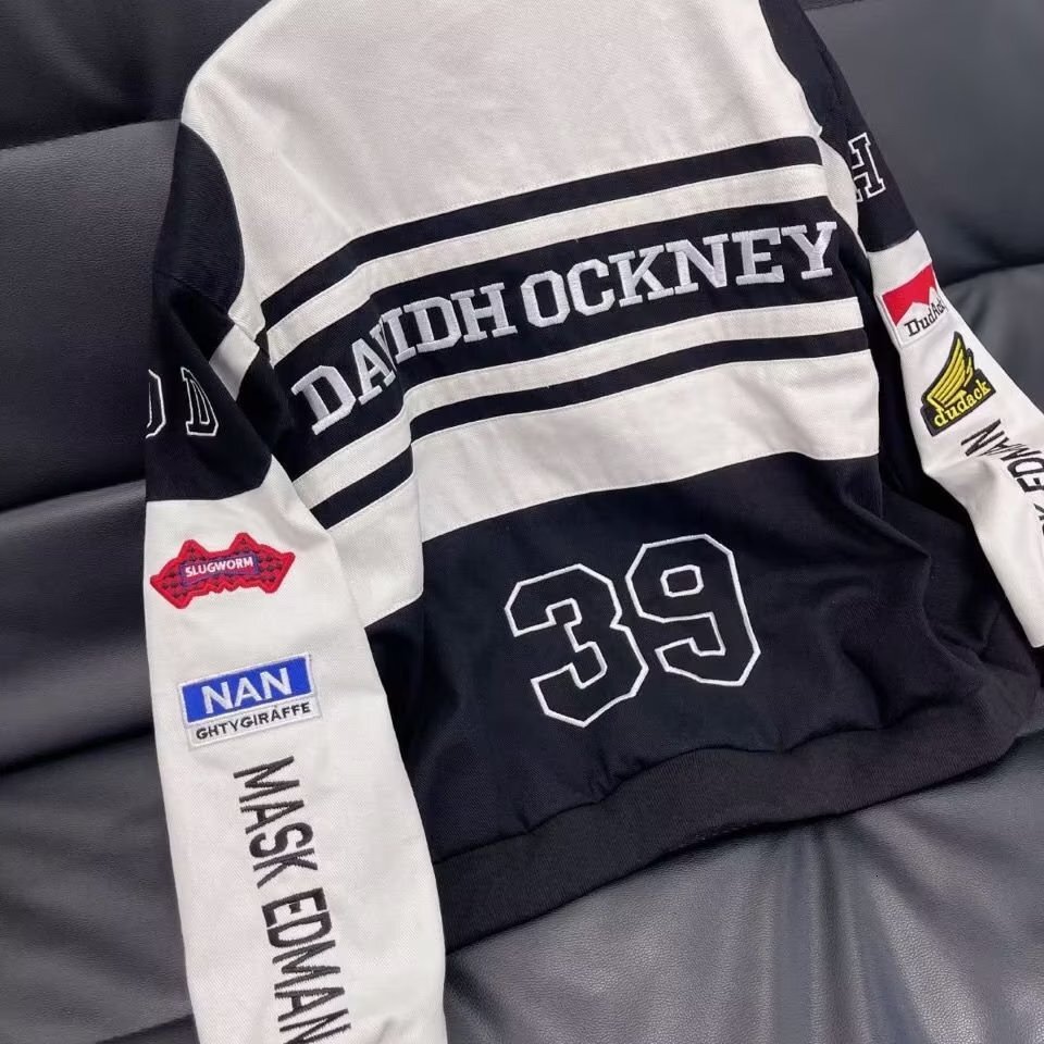2024 New Designer Men's Couple Street Embroidery Baseball New American Motorcycle Set Loose Jacket Top
