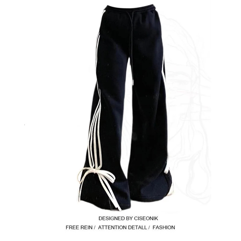 Womens Striped Sweatpants Baggy Casual Y2k Streetwear Elastic Waist Wide Leg Pants Sporting Trousers Clothes 90s Gothic Hiphop 241024