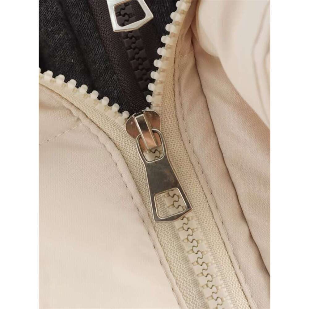 TRAFZA Women Fall Winter Padding Three-Color Hooded Fake Two-Piece Zipper Jacket New 2024 Fashion Casual Versatile Coat