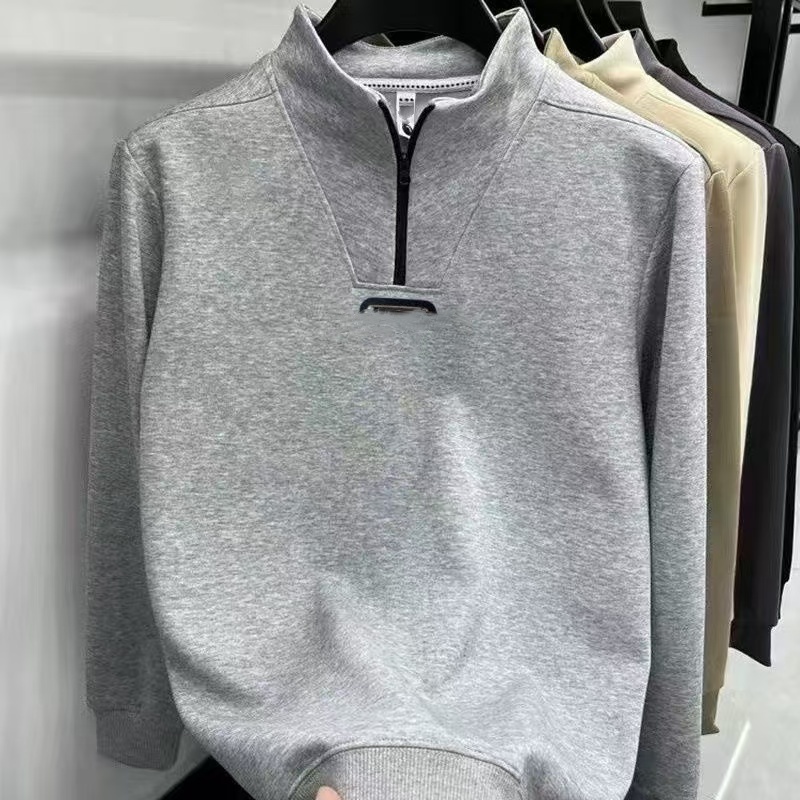 Men's casual high-end explosive half zipper pullover no hat autumn hoodie design sense of new fashion brand loose all match outside wear