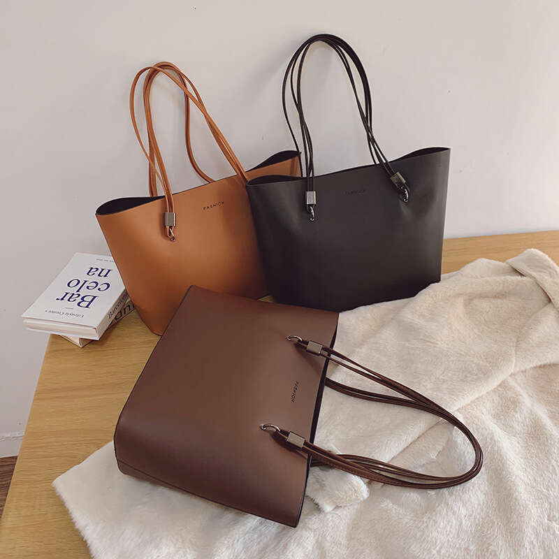 Women Ydlns Shoulder Bag Soft PU Leather Shopping Tote Large Capacity Teenager Bookbags Winter New Solid Color Purse