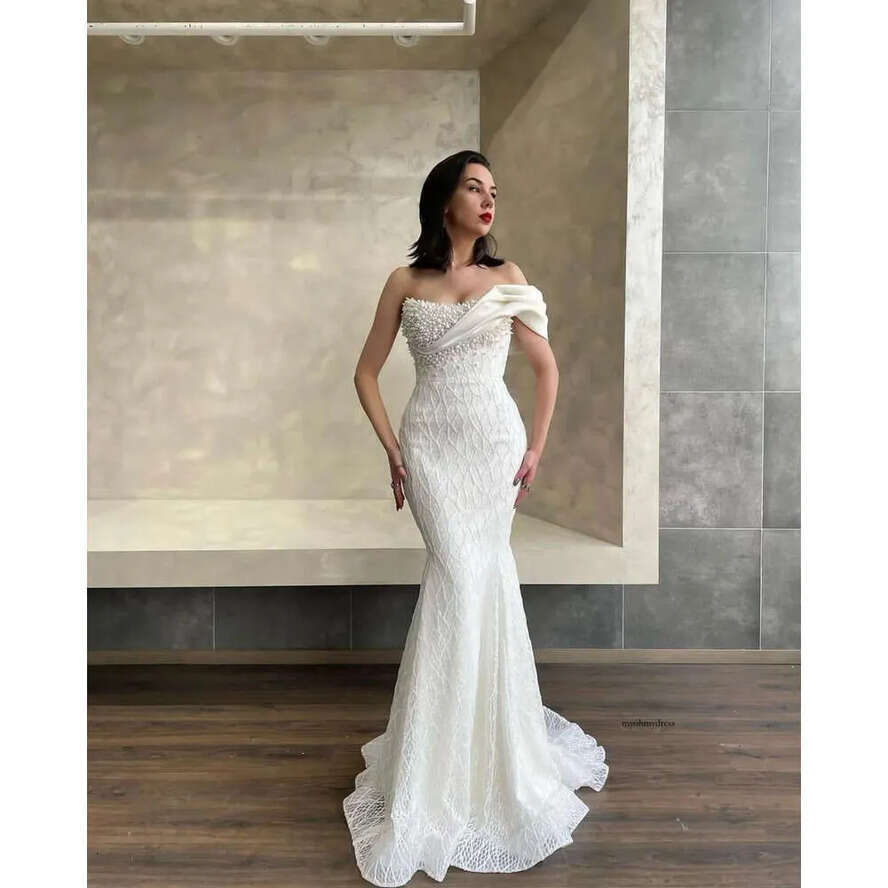 Prom Elegant Sleeveless Strapless Bateau One Shoulder Appliques Sequins Beaded Dresses Lace Or Length Evening Dress Plus Size Custom Made