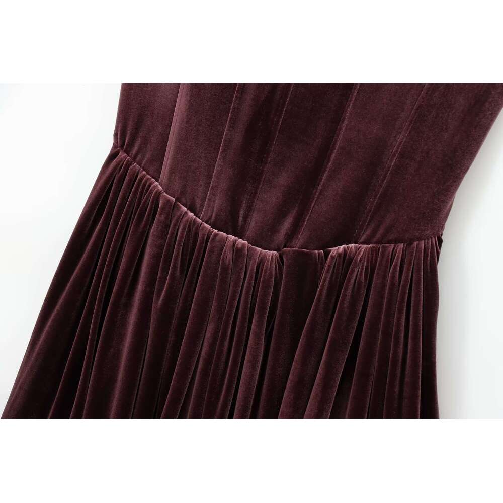 TRAFZA Women Sexy Veet Corset Suspender Vintage With Party New Spring Fall Fashion Romantic Mini Dress