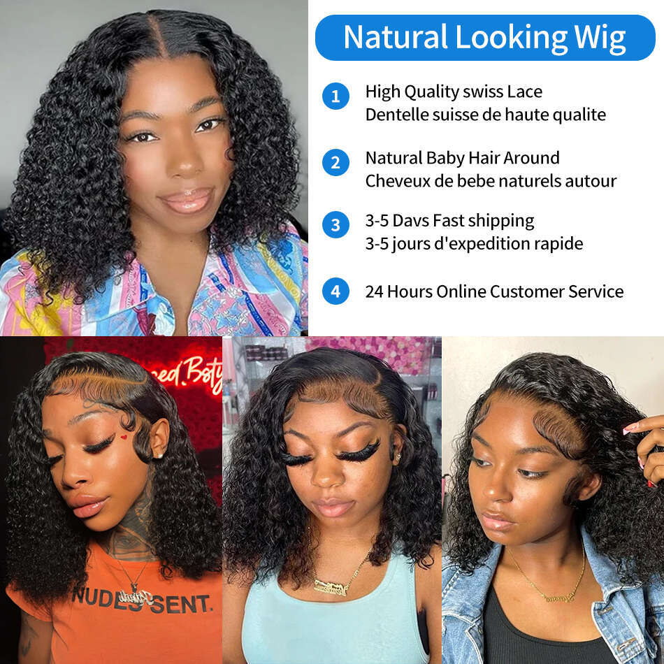 Xcurly Curly Short Bob Human Hair Wigs x X HD Lace Frontal Wig Brazilian Deep Wave Closure For Women Pre Plucked