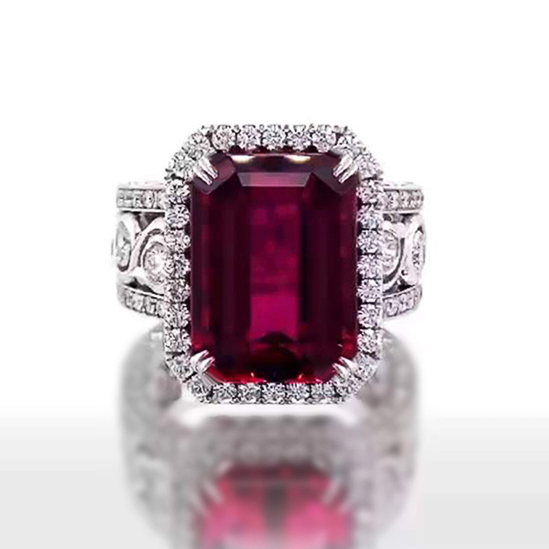 Luxury Wedding Designer Rings Vintage Jewelry 925 Sterling Silver Fill Princess Cut Ruby Palace Banquet CZ Diamond Party Women Engagement Band Ring Gi