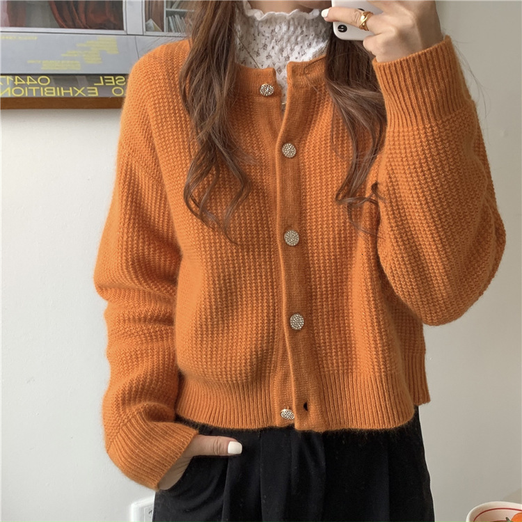 Autumn Short Knitted Cardigan Loose And Lazy College Style Outerwear Sweater Jacket Women Long Sleeved Shirt F1028#42 .