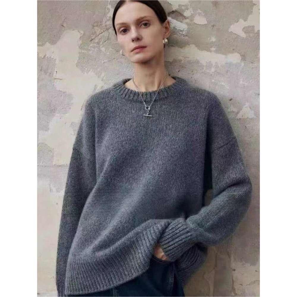 European Goods High-End 100 Pure Cashmere Sweater Female Autumn And Winter New Loose Thick Soft Waxy Senior Feeg