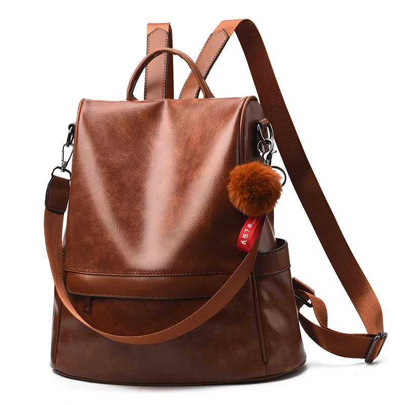 Travel Backpack Anti Theft Backpacks School Bags for Ladies 2024 Teenage Girl Vintage Leather Back Pack Mochila Antirrobo Mujer 241028
