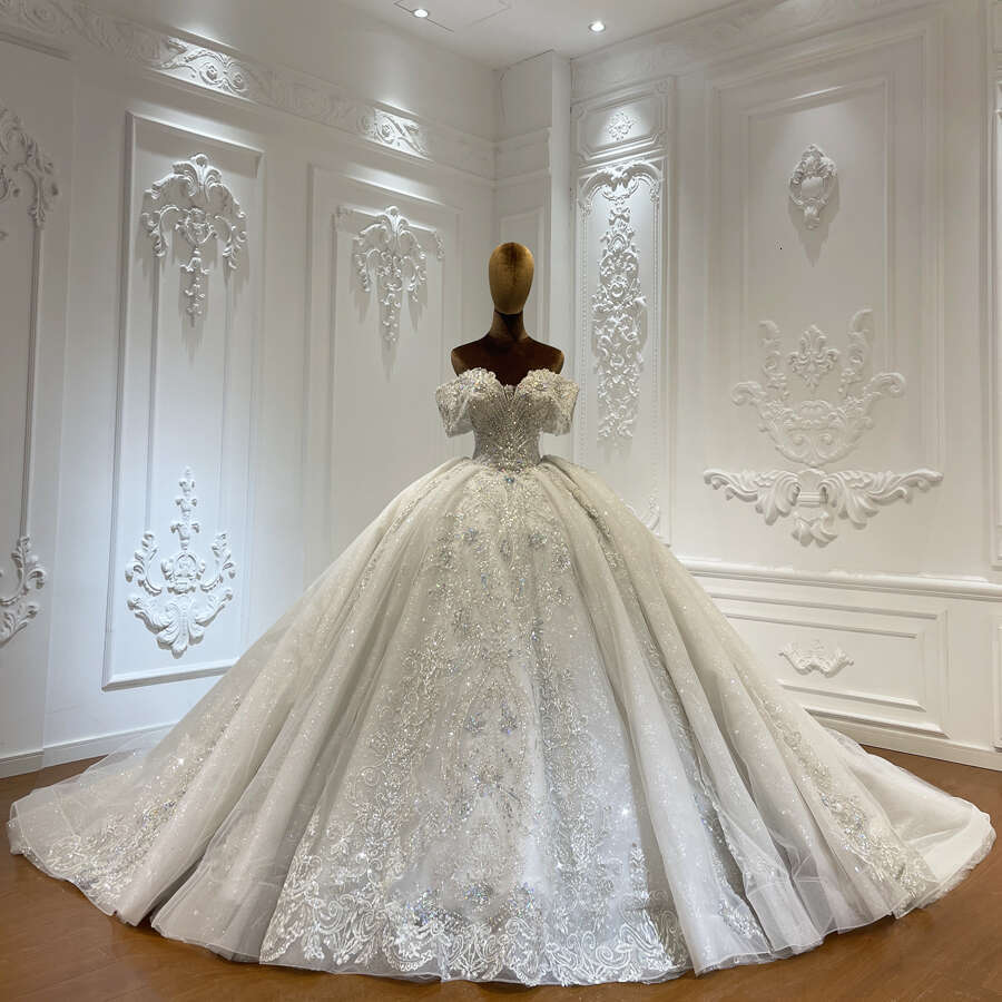 Colorful Beading Off The Shoulder New Design Bridal Ball Gown Wedding Dress