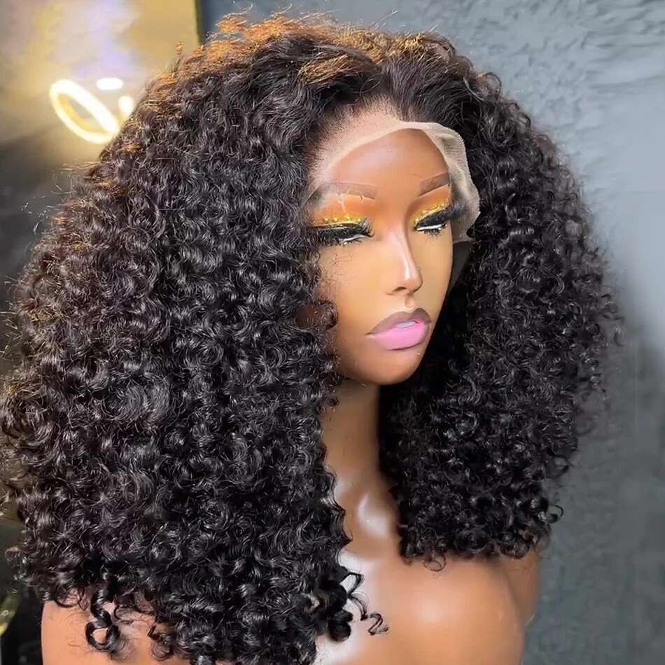 Jerry Curly Short Bob Wig x Wigs Brazilian Water Deep Wave Human Hair Natural Black Preplucked For Woman Pixie