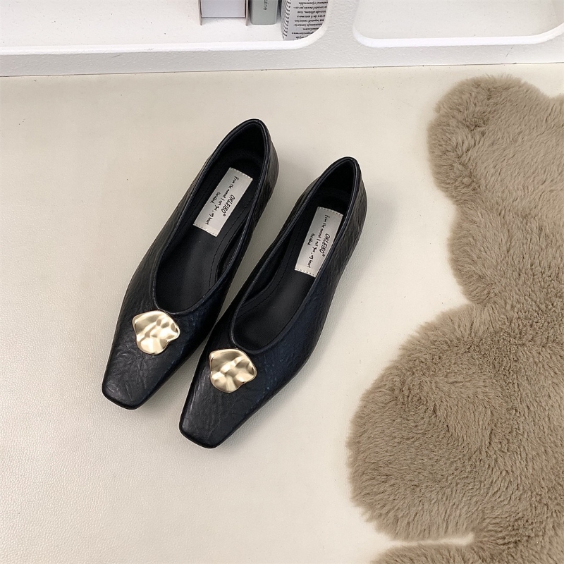 89d1d New Metal Designer flats buckle woman soft pu leather grandma shoes women sneakers solid casual moccasins slip on square toe loafers