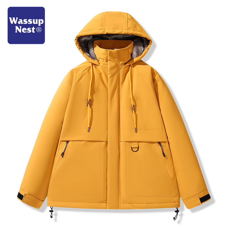 2024 New Designer Yellow Yimei with Velvet 2024 Spring and Autumn Work Clothes Assault Clothes Outdoor Mountaineering