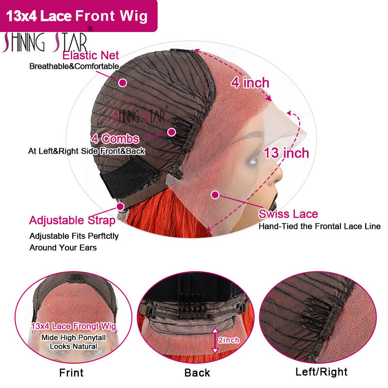 13X6 Body Wave Bury Colored Red Front Human Hair Wigs Curly Peruvian 13x4 HD Lace Frontal Wig 30 34 Inch
