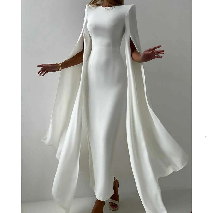 Unique Mermaid Prom Long-Sleeve Capped Design Fairy Ankle Length Front Split Celebrity Evening Dresses Plus Size Custom Made L24473 0508